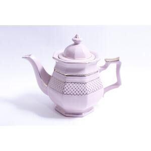 Art Deco, Pink-Gold, Tea Pot, Ceramic, Vintage, Elegant